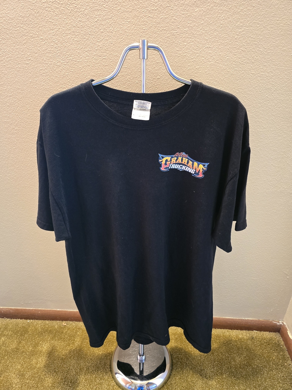 Gildan Black Short Sleeve Tee with Colorful Graham Trucking Chest Logo